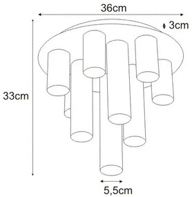 Czarna okrągła lampa sufitowa z 10 spotami - A738 Gylfi