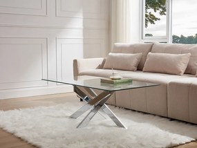 Stolik kawowy z hartowanego szkła i chromowanego metalu - Przeźroczysty - COSIMA