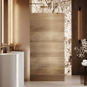 Ścianka prysznicowa WALK IN FIX brązowa prostokątna ryflowana 8 mm ARTE WELLE Classic Brown MASSI| Różne rozmiary : Kolor profili kabiny - czarny, Szerokość ścianki - 110 cm , Typ montażu - WALK in FIX (Do ściany)