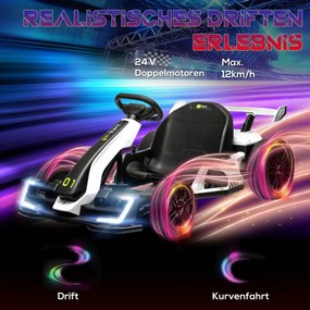 HOMCOM 4 V Elektryczny gokart dla dzieci do 12 km/h z funkcją driftu, 2 silniki, regulowane siedzenie, miękki start | Aosom PL