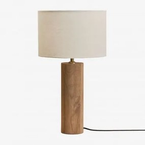Lampa Stołowa Z Drewna Mango Carolina Drewno Mango & Biały Ø30 Cm - ↑25 Cm Arlina - Sklum