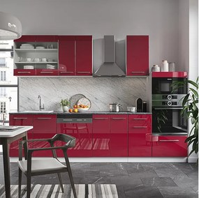 Aneks kuchenny bordowy wysoki połysk/biały 300x46x81.6 fame-line