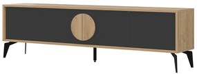 Czarna szafka pod TV w dekorze dębu 180x51 cm Vae – Marckeric