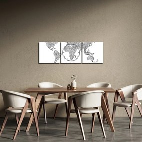 Obraz - Mapa w liniach (z zegarem) (90x30 cm)