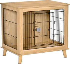 PawHut Drewniana klatka dla psa z blatem Dąb 81x58,5x76cm Stylowa i funkcjonalna | Aosom PL