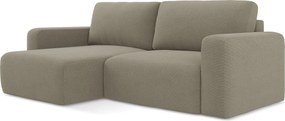 Narożnik lewostronny z funkcją spania - z tkaniny strukturalnej - ciemny beż - KONA