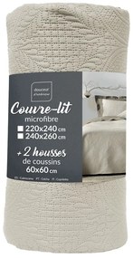 Kremowy zestaw narzuty na łóżko i poszewki na poduszkę z mikrowłókna 240x260 cm Romane – douceur d'intérieur
