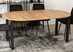 Okrągły stół rozkładany Hudson 102-222 cm w kolorze dąb craft / czarny, blat płyta laminowana, nogi MDF