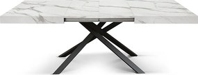 Stół drewniany, białe wykończenie i czarna podstawa, rozkładany 140x90-220x90 - FORTE DEI MARMI