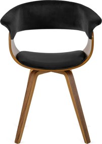 Krzesło Tapicerowane z Drewna Giętego Do Jadalni OHIO 2 Czarne Welurowe Nowoczesne Loft