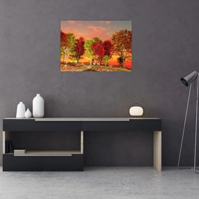 Obraz - Kolorowe drzewa (70x50 cm)