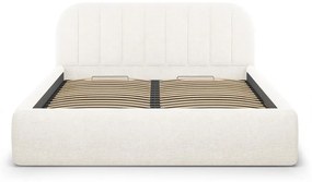 Tapicerowane łóżko dwuosobowe ze schowkiem ze stelażem 160x200 cm w kolorze kości słoniowej Juno – Windsor &amp; Co Sofas