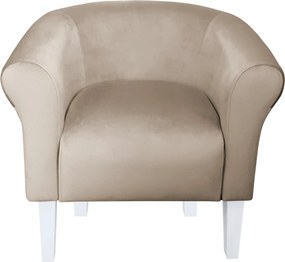 Fotel Milo tkanina Welur wygodny fotel tapicerowany do salonu i sypialni : Kolor nogi - Biała, Kolor tkaniny - VELVET - MG09, Wysokość nogi - 20 cm