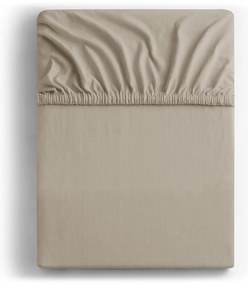 Jasnobrązowe dżersejowe prześcieradło z gumką 220x200 cm Amber – Restilo