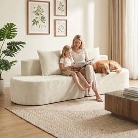 HOMCOM Sofa 3-osobowa, modułowa sofa Cloud bez stałego stelaża, szerokie i głębokie siedzisko, wkład ze sprężyn, sztruksowe obicie, beżowy | Aosom PL