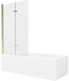 Mexen Vega wanna prostokątna 160 x 70 cm z obudową i parawanem 2-skrzydłowym 100 cm, transparent, złoty - 550116070X9210025000