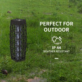 Outsunny Lampa Solarna Rattan z Czujnikiem Światła Anty-UV Wodoodporna LED Stal Szara | Aosom PL