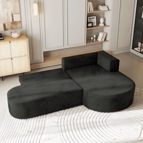 Masseno Narożnik CORTIO z funkcją spania i pojemnikiem na pościel Narozniki L, Rozkładana sofa - Czarny, MONOLITH 95