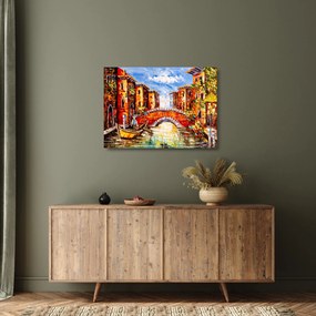 Obraz na szkle - Obraz olejny przedstawiający miasto III. (70x50 cm)