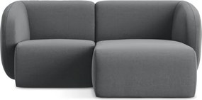 Szary aksamitny narożnik (prawostronny/z szezlongiem) Lani – Makamii