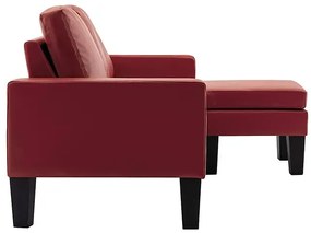 3-osobowa sofa z ekoskóry z podnóżkiem winna czerwień - Lencor 4Q