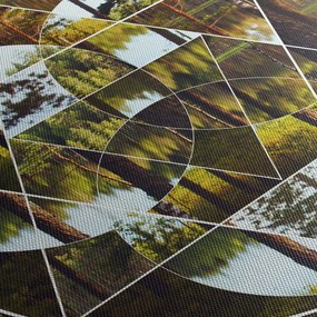 Obraz - Geometryczny kolaż na tle nordyckich lasów (170x50 cm)