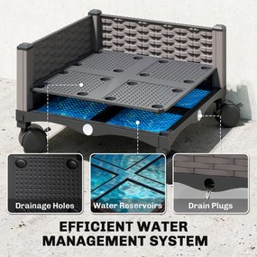 Outsunny Podwyższona grządka z kratką mobilna skrzynka na rośliny z rolką i otworem odpływowym, skrzynka 40 x 40 x 185 cm | Aosom PL