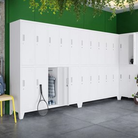 Szafa socjalna BHP ubraniowa 10-drzwiowa biała: BARTEK 1360 x 1720 x 450 mm