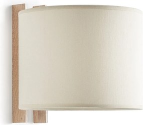 KOMPAKTOWY nowoczesny kinkiet w drewnie - D. 20 cm - E27 40W - ø45 - ip20 - drewno i br?zowa bawe?na