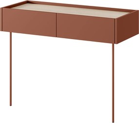 Toaletka Desin 100 cm z szufladami i metalowymi nogami - ceramic red / dąb nagano