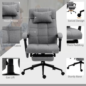Vinsetto Ergonomiczny fotel biurowy z funkcją masażu regulowany Regulowane siedzisko Regulowany podnóżek Szary | Aosom PL