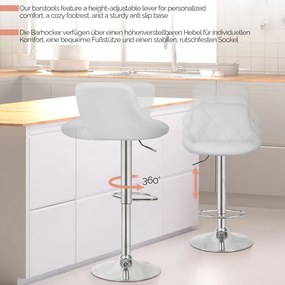 MIADOMODO Stołek barowy 2 szt, bez podłokietnika, biały