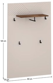 Wieszak panelowy EYCO 80, kaszmir/dąb castello