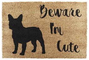 Wycieraczka z włókna kokosowego 40x60 cm Beware I'm Cute French Bulldog – Artsy Doormats