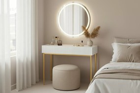 Toaletka Nicole 100 cm z szufladami - biały mat / złote nóżki