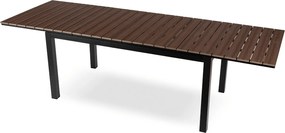Rozkładany stół ogrodowy, kompozytowy Castello 160-260 cm, blat orzech, podstawa czarna