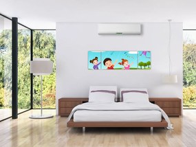 Obraz - Dzieci latają latawcem (170x50 cm)