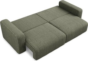 Zielona sztruksowa rozkładana/ze schowkiem sofa 252 cm Kona – Makamii