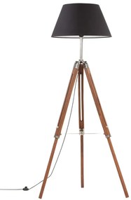Brązowo czarna regulowana lampa stojąca trójnóg z drewna 3X EX199 T4-A98