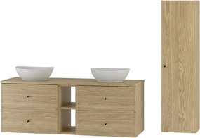 Zestaw do Łazienki 140cm Szafka Regał Blat Umywalka Słupek Słupek Dąb Olejowany Marco