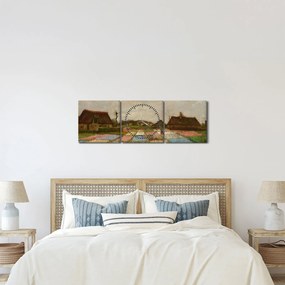 Obraz - Vincent van Gogh, Flower Beds in Holland, reprodukcje (z zegarem) (90x30 cm)