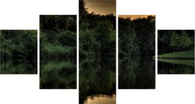 Obraz jeziora przy lesie (125x70 cm)