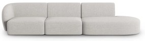 Jasnoszara sofa z tkaniny szenilowej lewostronna 311 cm Paolo – Milo Casa
