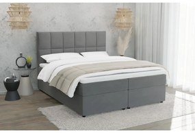 Szare łóżko boxspring ze schowkiem 140x200 cm Flip – Ropez