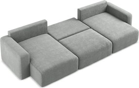 Szary rozkładany/ze schowkiem narożnik z tkaniny szenilowej (w kształcie litery U) Kona – Makamii