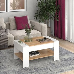 Stolik kawowy biały/złoty dąb 99.6x58.8x48.2 august