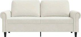 Sofa dwuosobowa Kremowa 140 cm Welur Nowoczesna i Wygodna