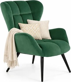 Zielony welurowy fotel uszak D6-F50
