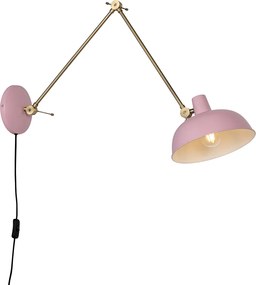Retro Lampa ścienna różowa z brązem - Milou