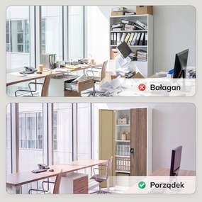 Szafa na dokumenty biurowa metalowa biała / orzech: Eco Design JAN H 900 x 1950 x 400 mm